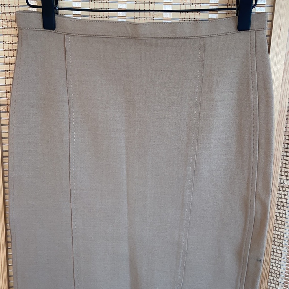 ZARA high waist pencil skirt panel canvas camel coffee mocha S stretch cotton - Picture 2 of 4